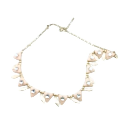 J Crew Vintage Bib Necklace with Pink Enamel & Rhinestone Accents - Picture 3 of 4